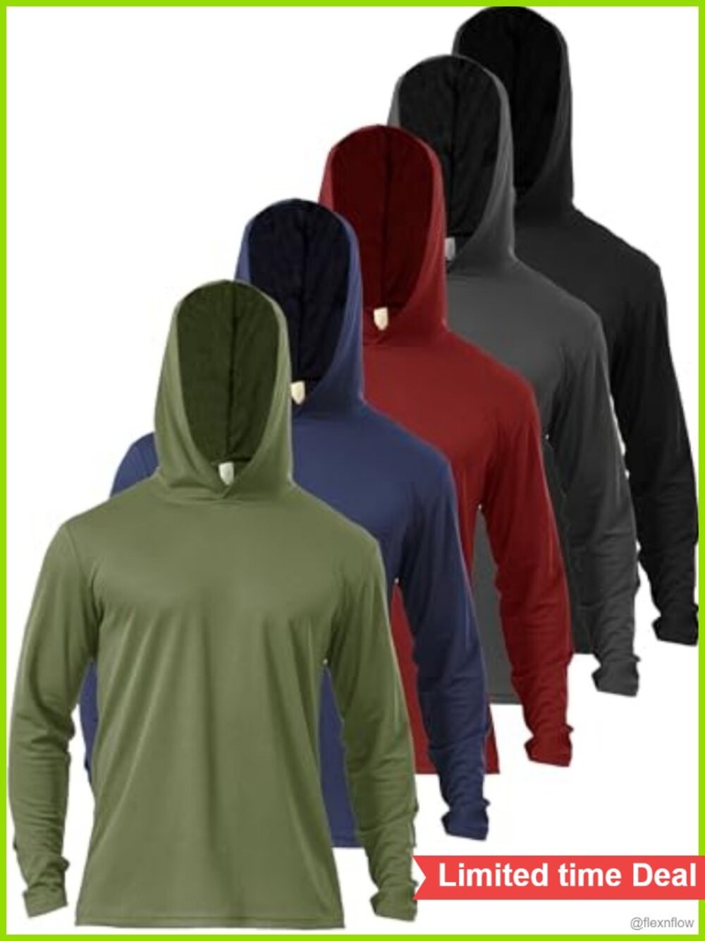 Men's 5 Pack Long Sleeve UV Protection Hoodie Rash Guard SPF Lightweight Quick